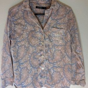 Ralph Lauren Pink Blue Paisley Cotton Blend Sleep Shirt